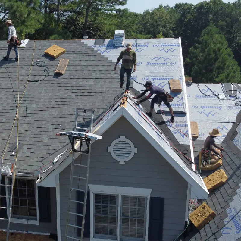 Roof replacement in progress