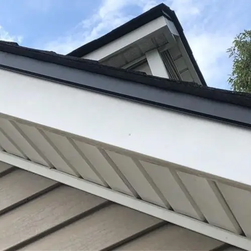 Black drip edge installed on new roof