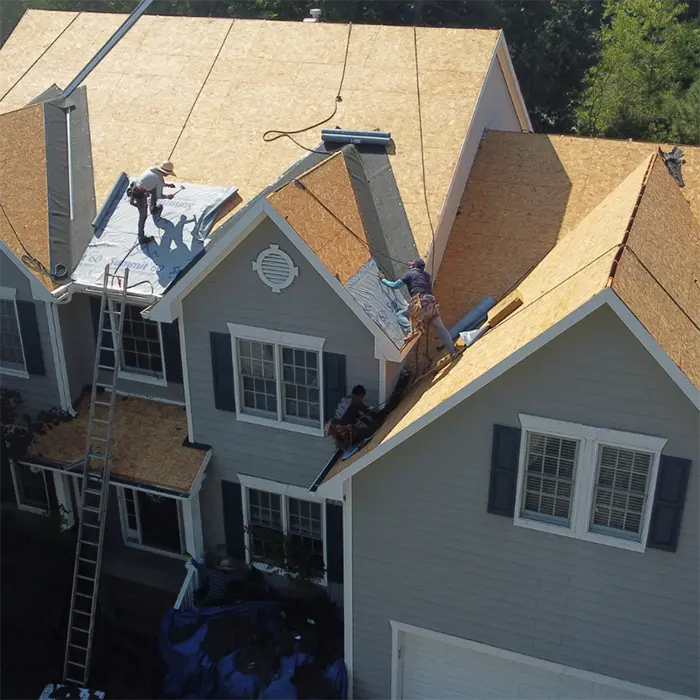 Roof replacement in progress